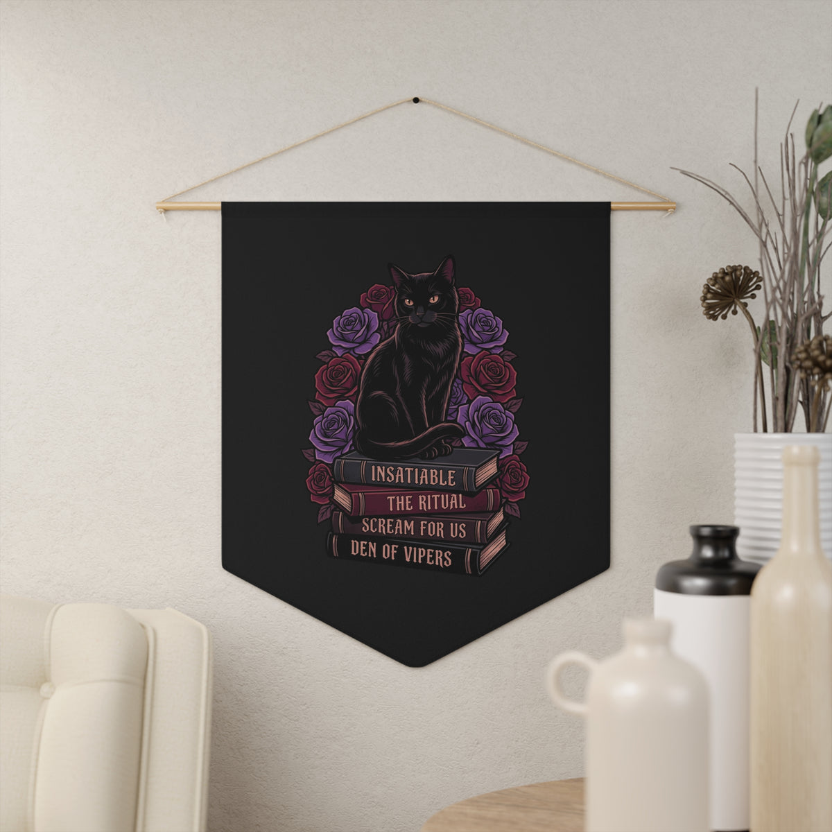 Gothic Black Cat Pennant