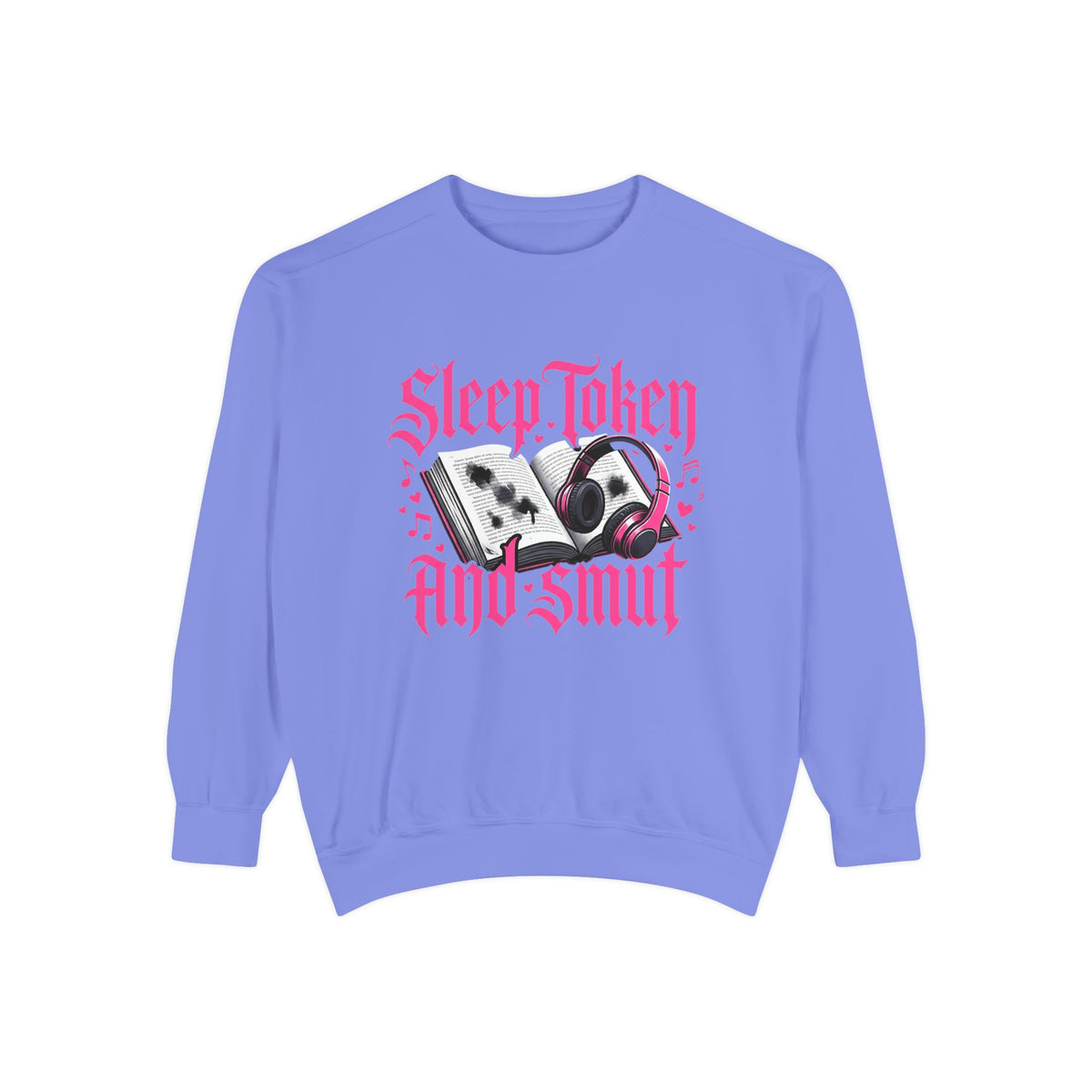 Sleep.Taken And Smut Graphic Sweatshirt — Gothic Pink Skull Crewneck