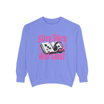 Sleep.Taken And Smut Graphic Sweatshirt — Gothic Pink Skull Crewneck