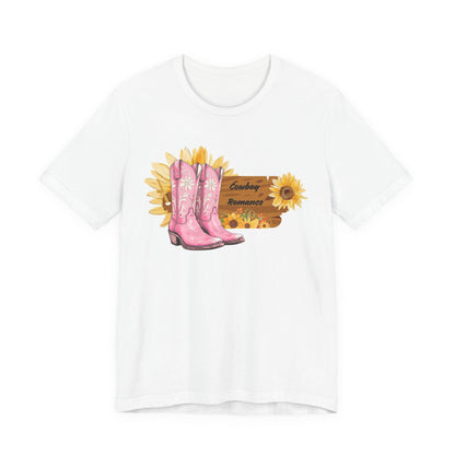 Country Romance T-Shirt — Pink Cowboy Boots & Sunflowers Tee