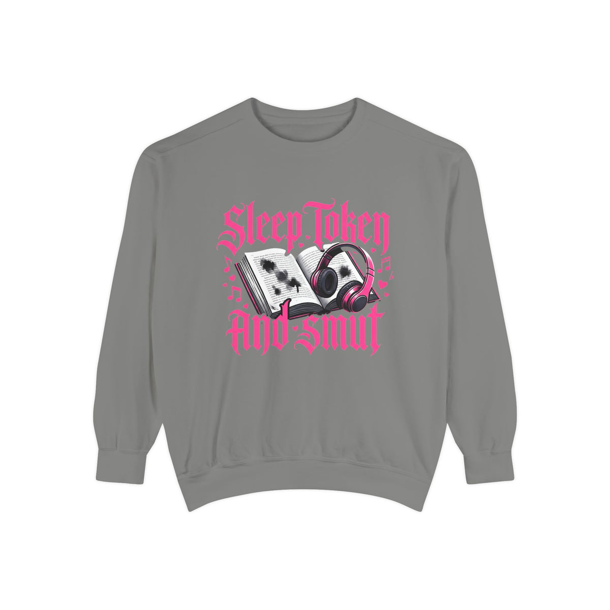 Sleep.Taken And Smut Graphic Sweatshirt — Gothic Pink Skull Crewneck