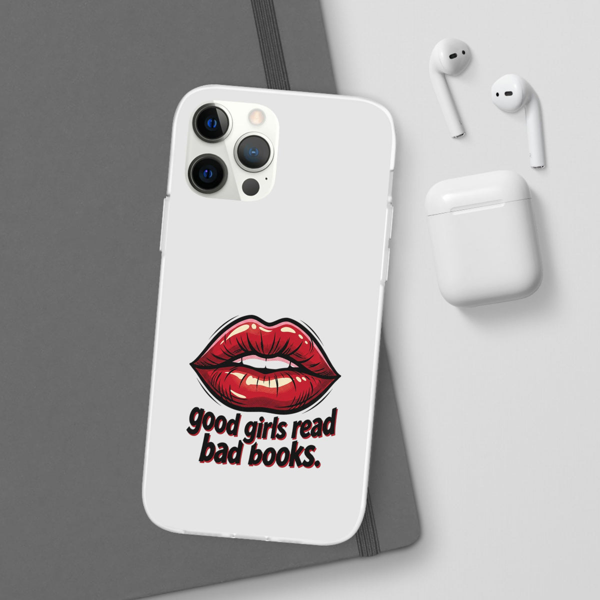 Phone Case — 'Good Girls Read Bad Books' Red Lips Slim Flexi Case