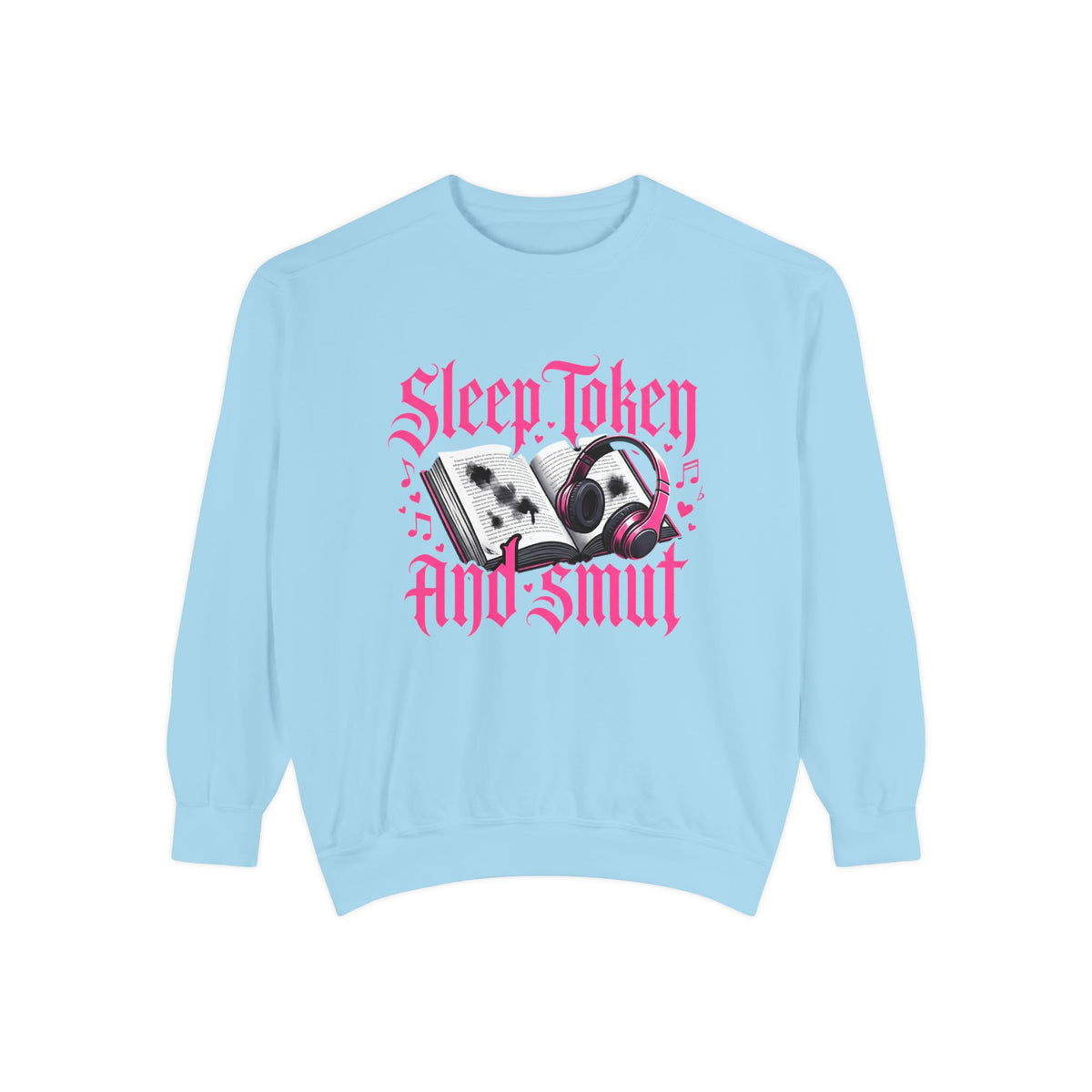 Sleep.Taken And Smut Graphic Sweatshirt — Gothic Pink Skull Crewneck