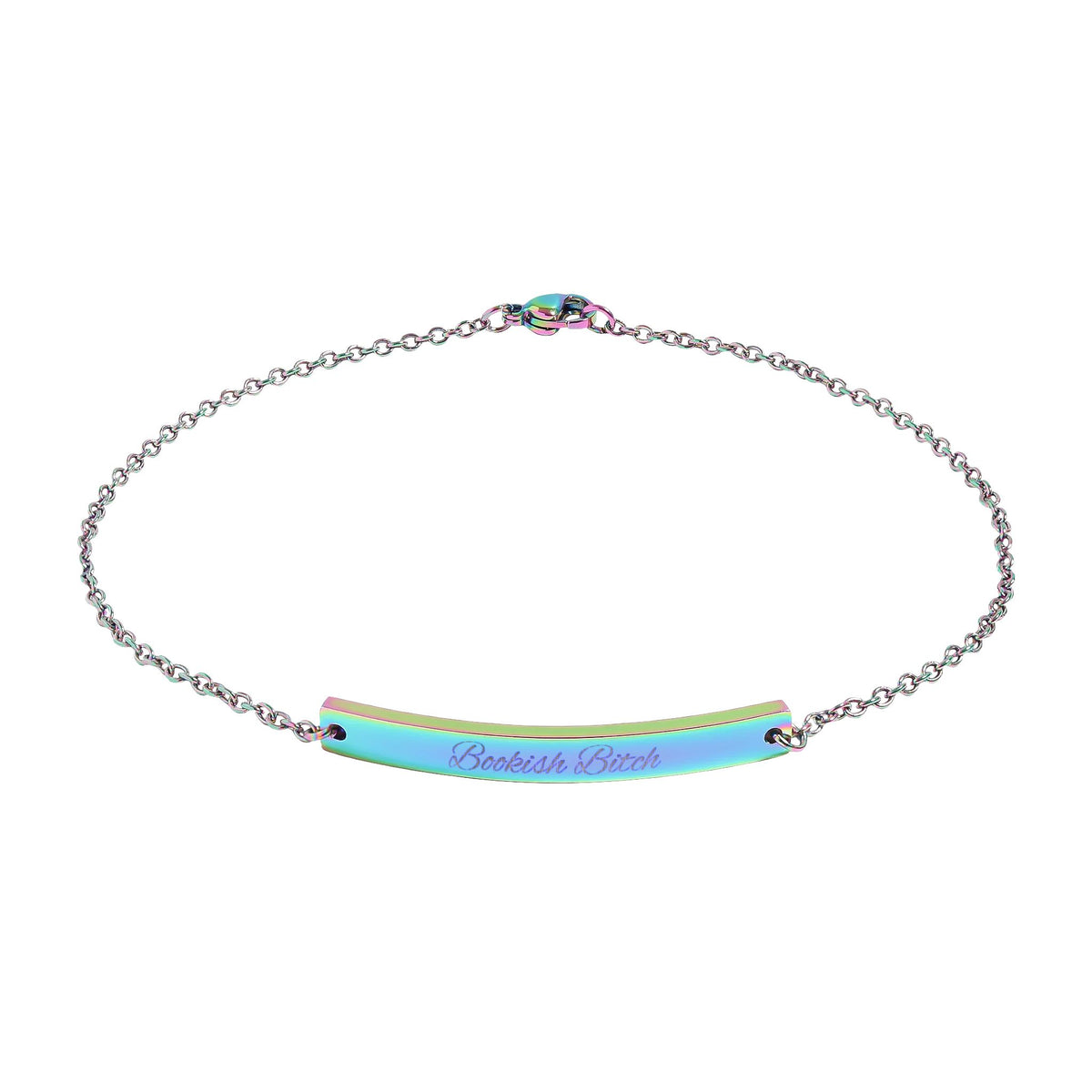 Engravable Curved Bar Anklet — Personalized Minimalist Anklet (Rose Gold or Black)