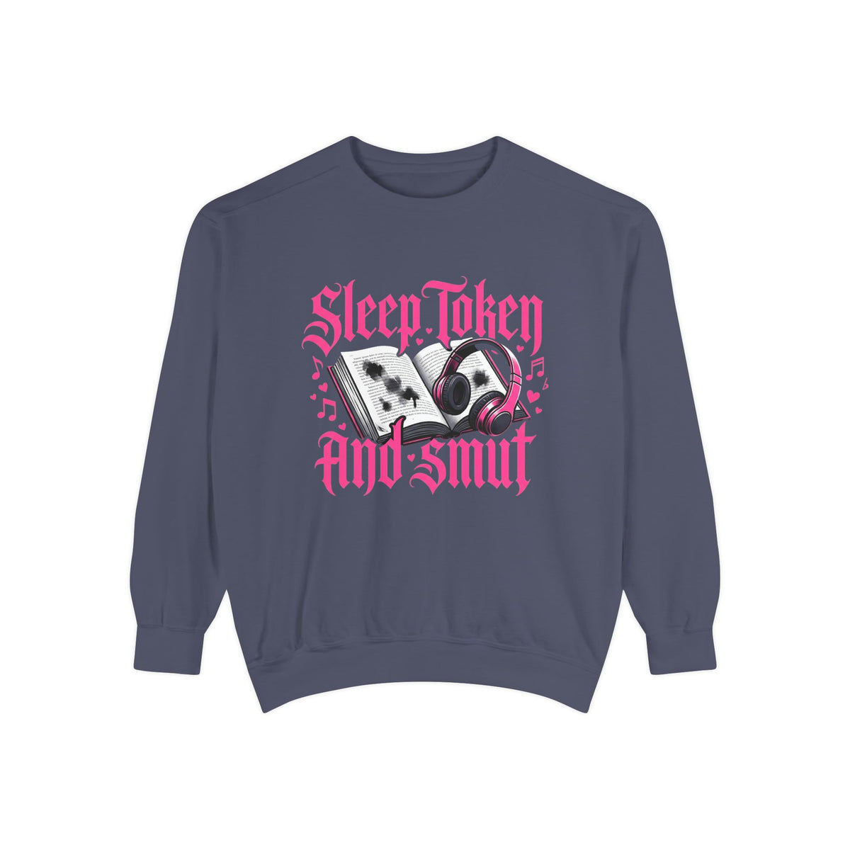 Sleep.Taken And Smut Graphic Sweatshirt — Gothic Pink Skull Crewneck