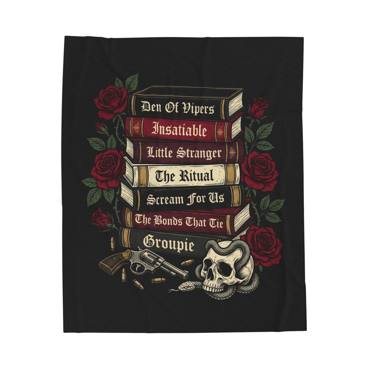 Dark Romance Book Stack Velveteen Plush Blanket
