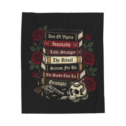 Dark Romance Book Stack Velveteen Plush Blanket