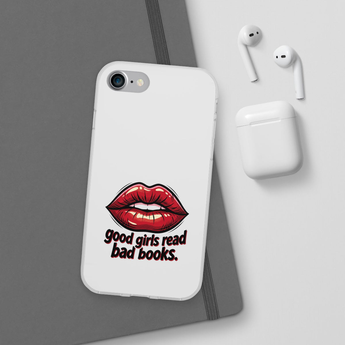 Phone Case — 'Good Girls Read Bad Books' Red Lips Slim Flexi Case