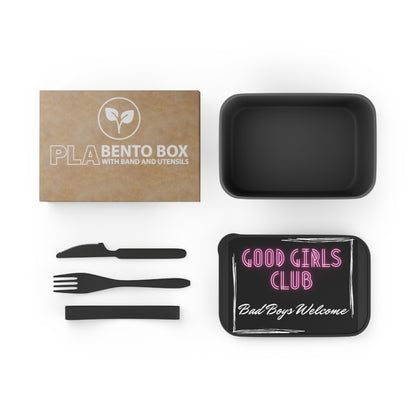 Good Girls Club Bento Box with Utensils — "Bad Boys Welcome" Neon Lunch Container