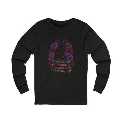 Book Stack and Black Cat Long Sleeve Tee