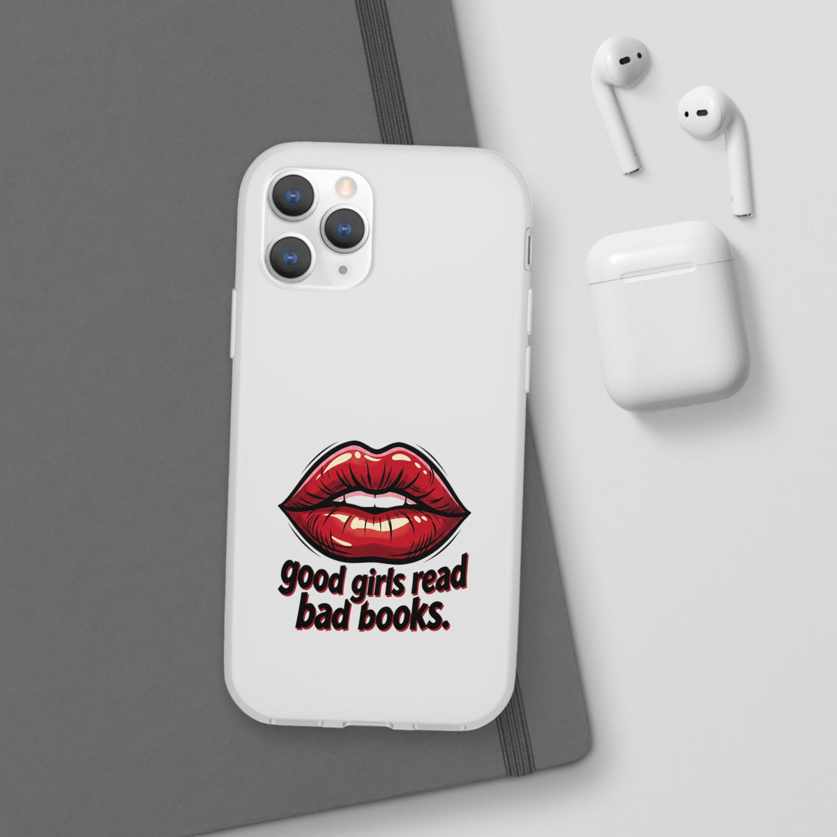 Phone Case — 'Good Girls Read Bad Books' Red Lips Slim Flexi Case