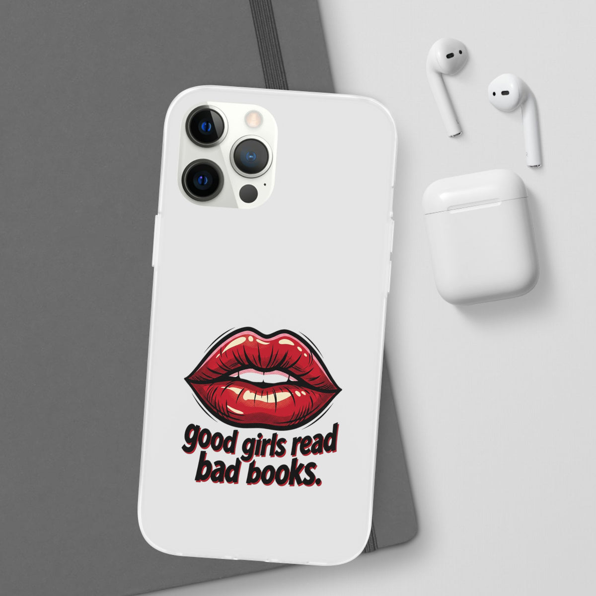 Phone Case — 'Good Girls Read Bad Books' Red Lips Slim Flexi Case