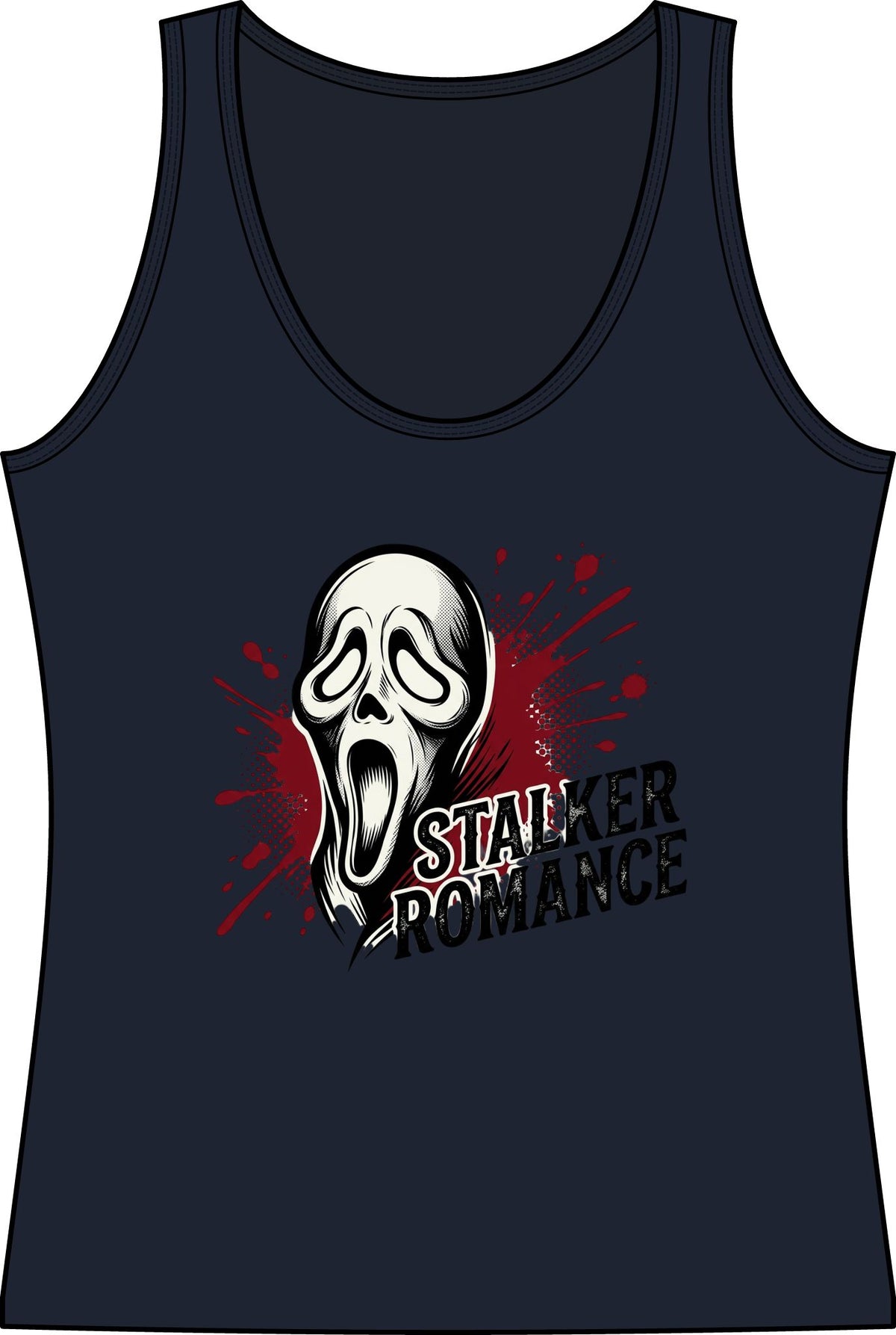 Stalker Romance Tank Top — Horror Scream Mask Graphic Women's Tank
