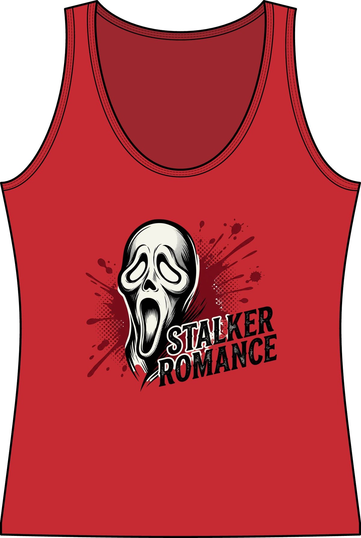 Stalker Romance Tank Top — Horror Scream Mask Graphic Women's Tank