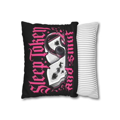 Sleep, Token & Smut Square Pillowcase — Gothic Bookish Headphone Decor