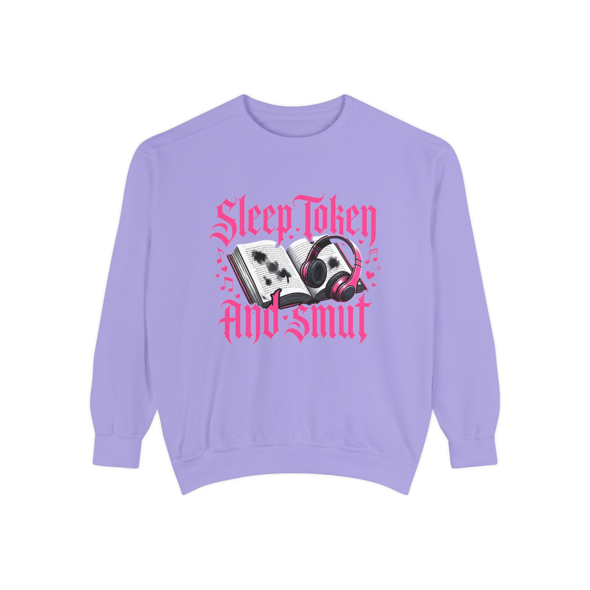 Sleep.Taken And Smut Graphic Sweatshirt — Gothic Pink Skull Crewneck