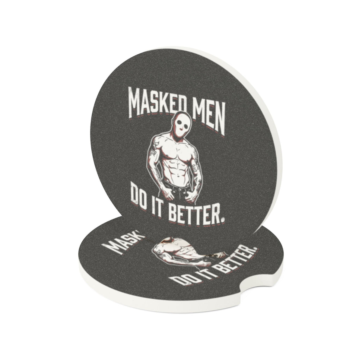 Soapstone Car Coaster — 'Masked Men Do It Better' Car Cup Holder Insert