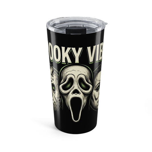 20oz Tumbler — "Spooky Vibes" Ghost Mask Halloween Travel Cup