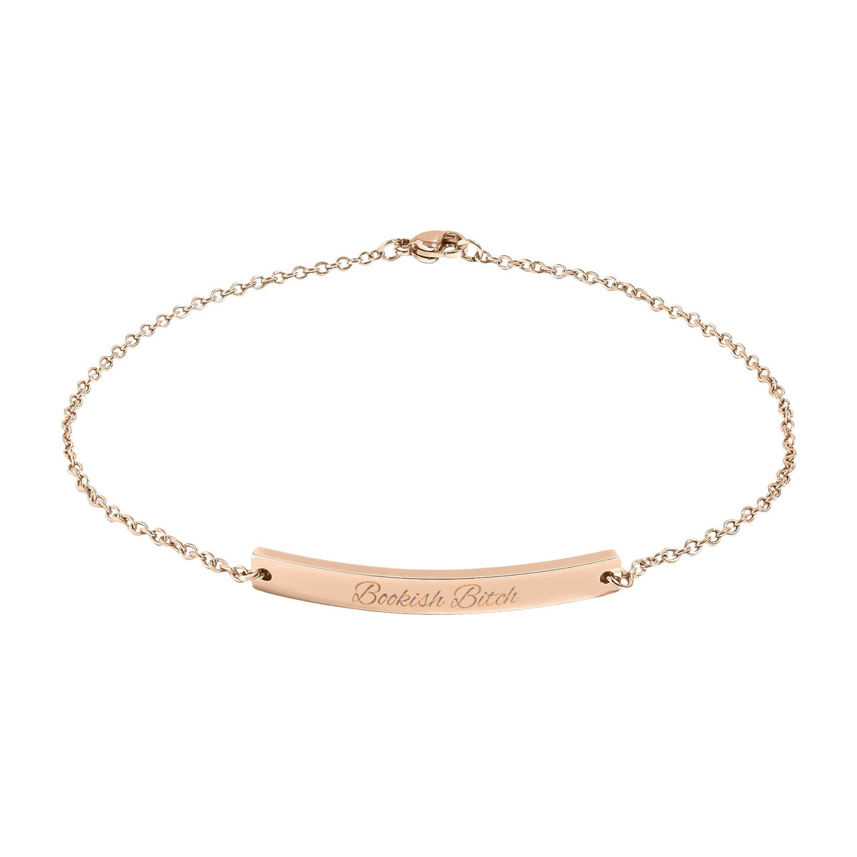 Engravable Curved Bar Anklet — Personalized Minimalist Anklet (Rose Gold or Black)