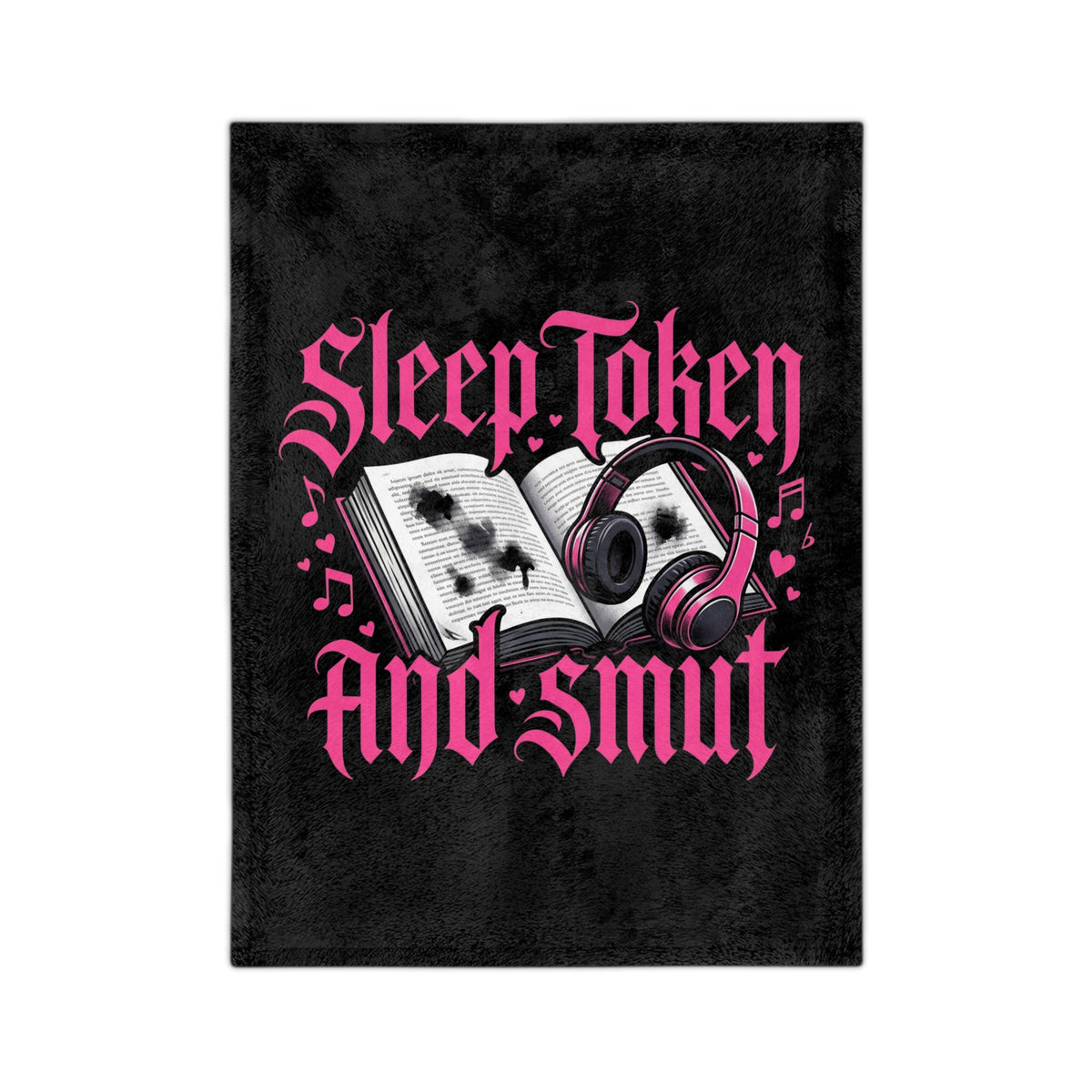Sleep, Token, and Smut Microfiber Blanket — Cozy Book & Headphone Graphic Throw
