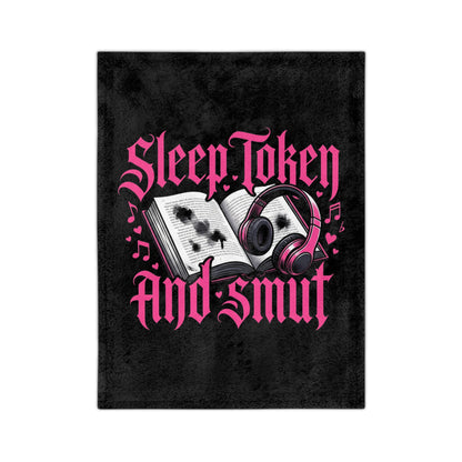 Sleep, Token, and Smut Microfiber Blanket — Cozy Book & Headphone Graphic Throw