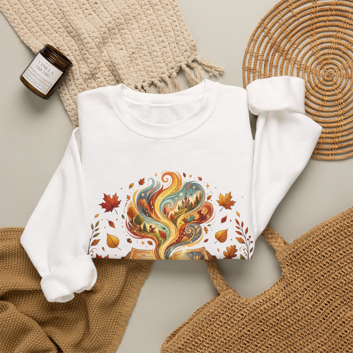 Sweatshirt — "Fall in Love with a Book" Cozy Reader Crewneck