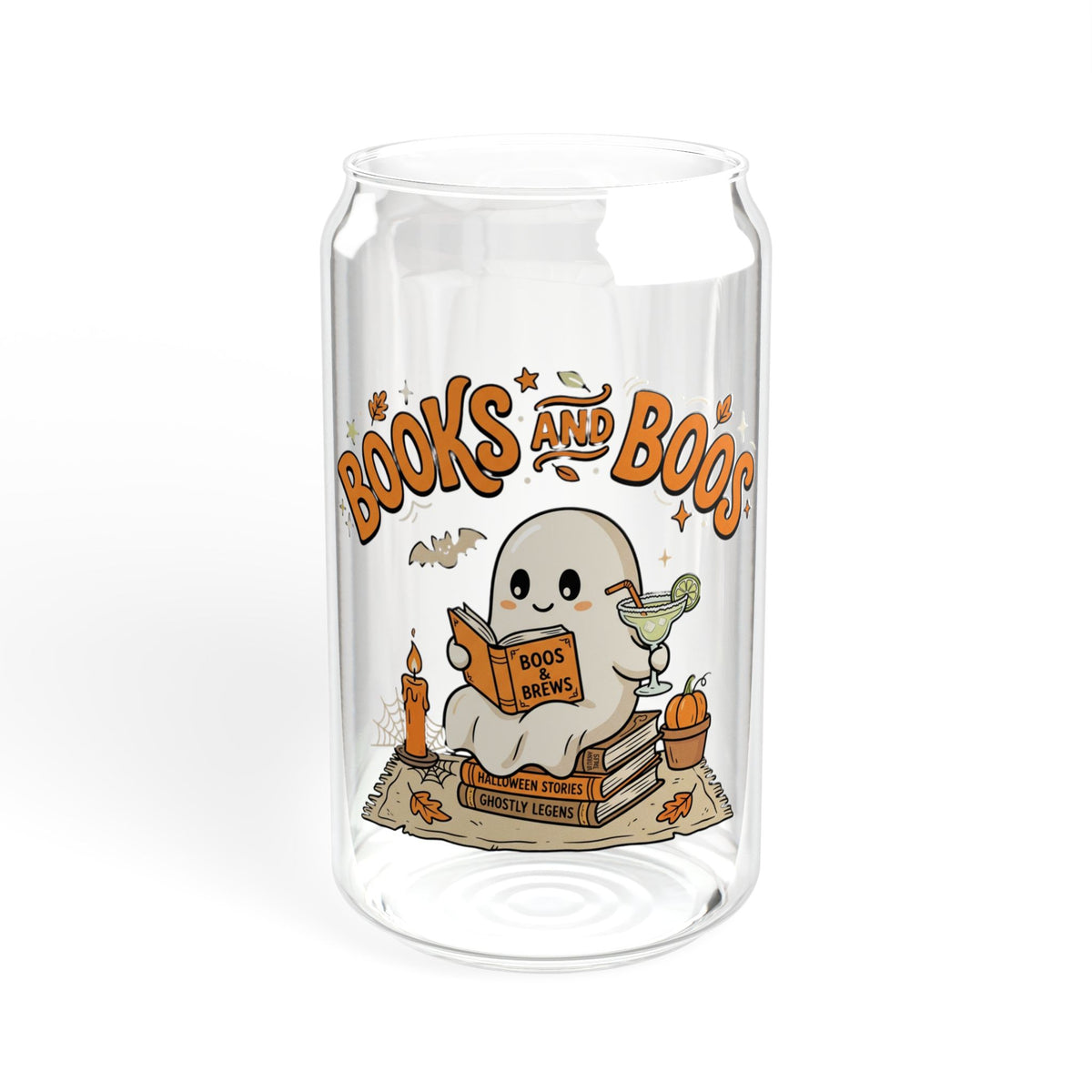 Books and Boo's Ghost Glass Sipper – 16oz Halloween Booklover Tumbler