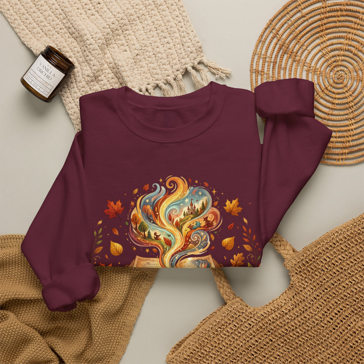 Sweatshirt — "Fall in Love with a Book" Cozy Reader Crewneck