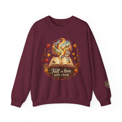 Sweatshirt — "Fall in Love with a Book" Cozy Reader Crewneck