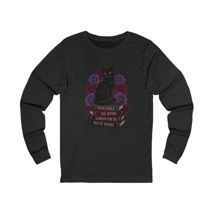 Book Stack and Black Cat Long Sleeve Tee