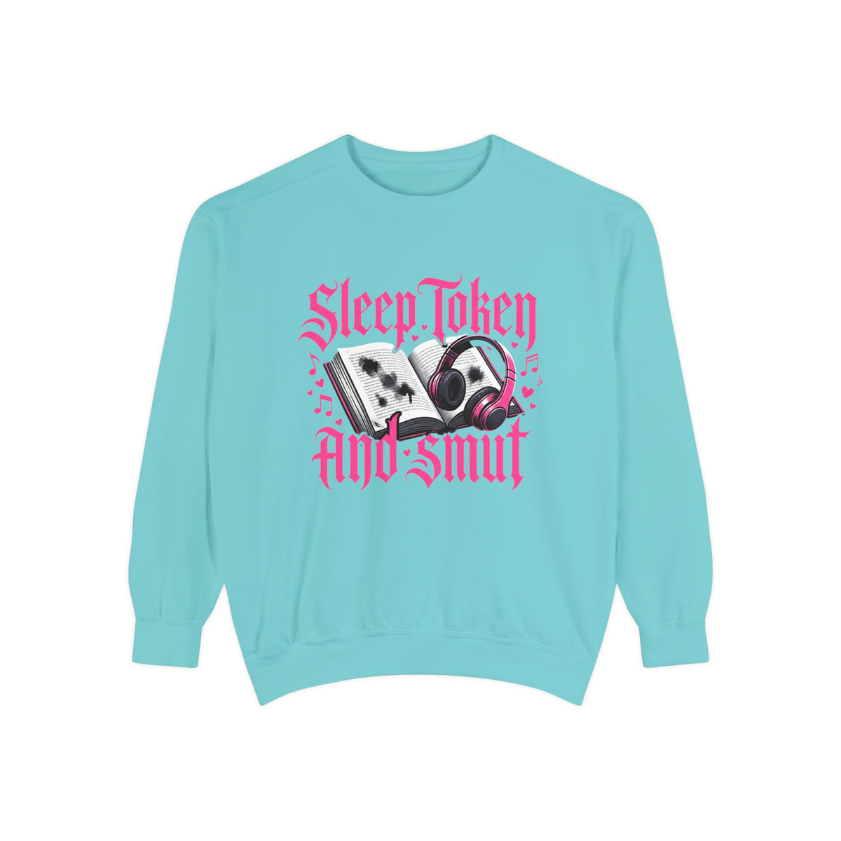Sleep.Taken And Smut Graphic Sweatshirt — Gothic Pink Skull Crewneck