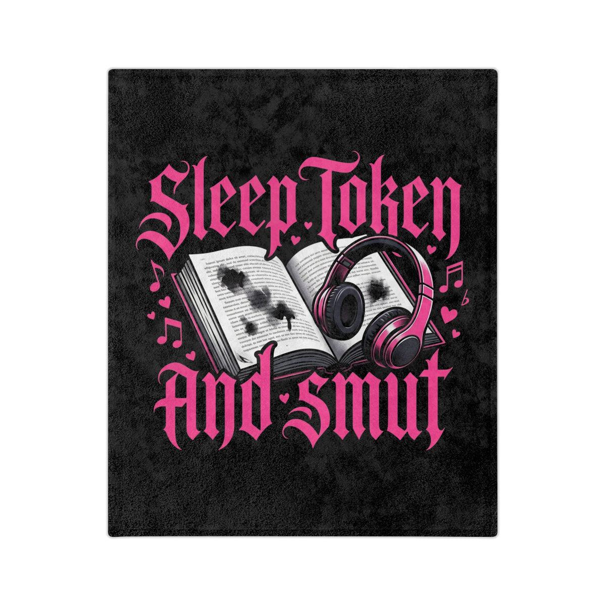 Sleep, Token, and Smut Microfiber Blanket — Cozy Book & Headphone Graphic Throw