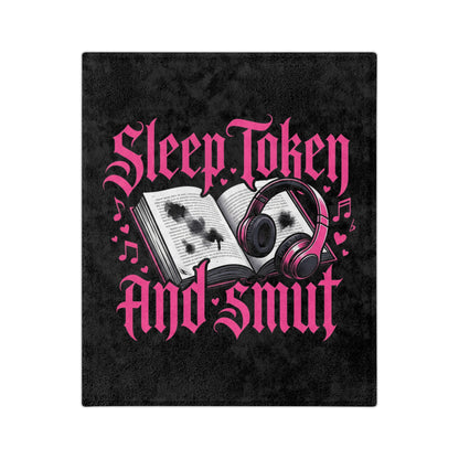 Sleep, Token, and Smut Microfiber Blanket — Cozy Book & Headphone Graphic Throw
