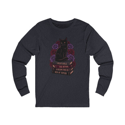 Book Stack and Black Cat Long Sleeve Tee