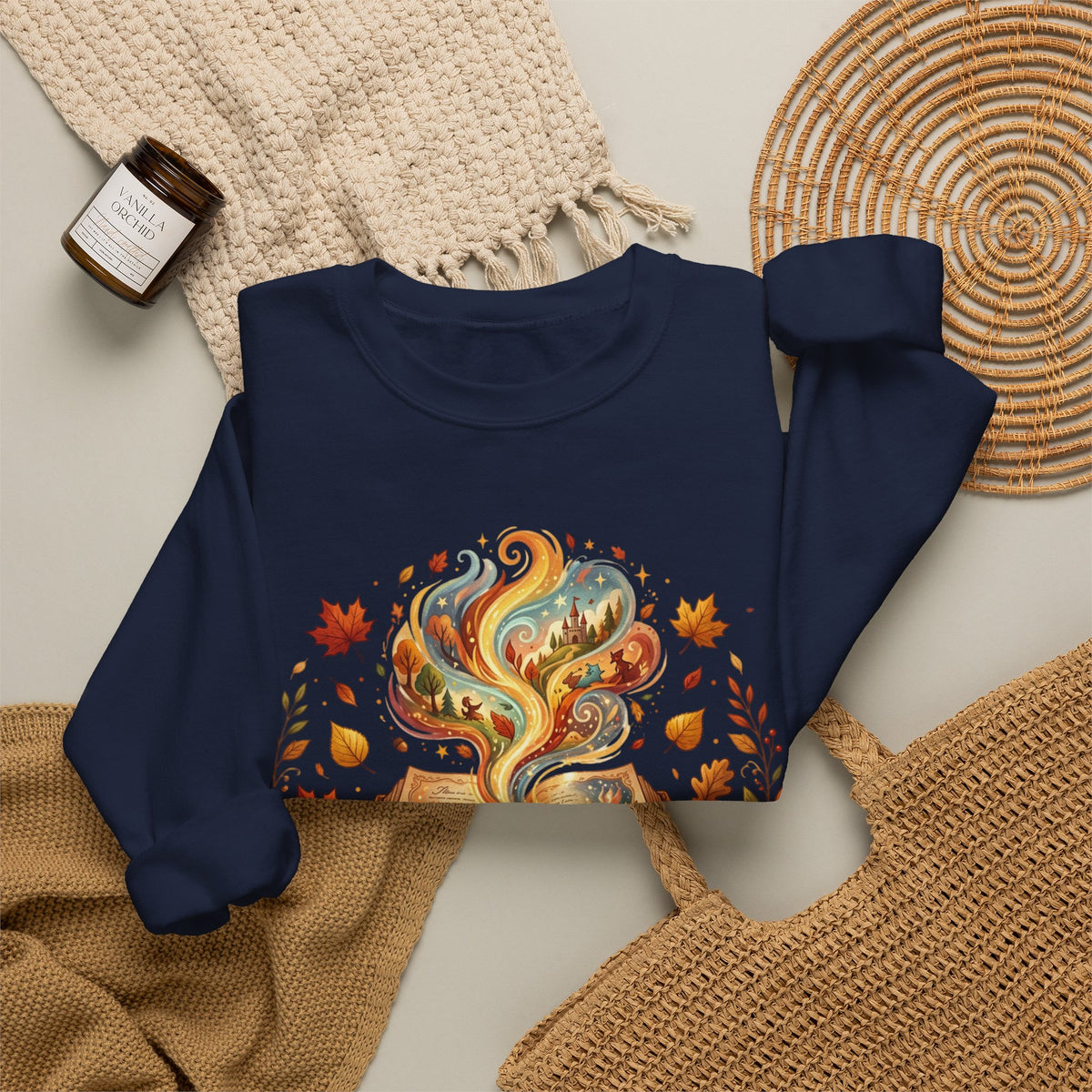 Sweatshirt — "Fall in Love with a Book" Cozy Reader Crewneck