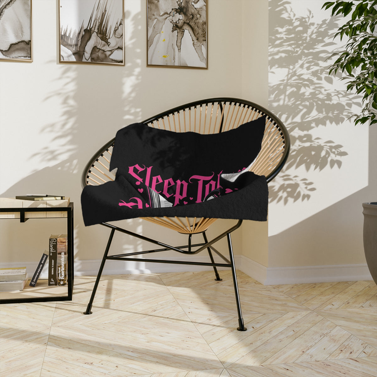 Sleep, Token, and Smut Microfiber Blanket — Cozy Book & Headphone Graphic Throw