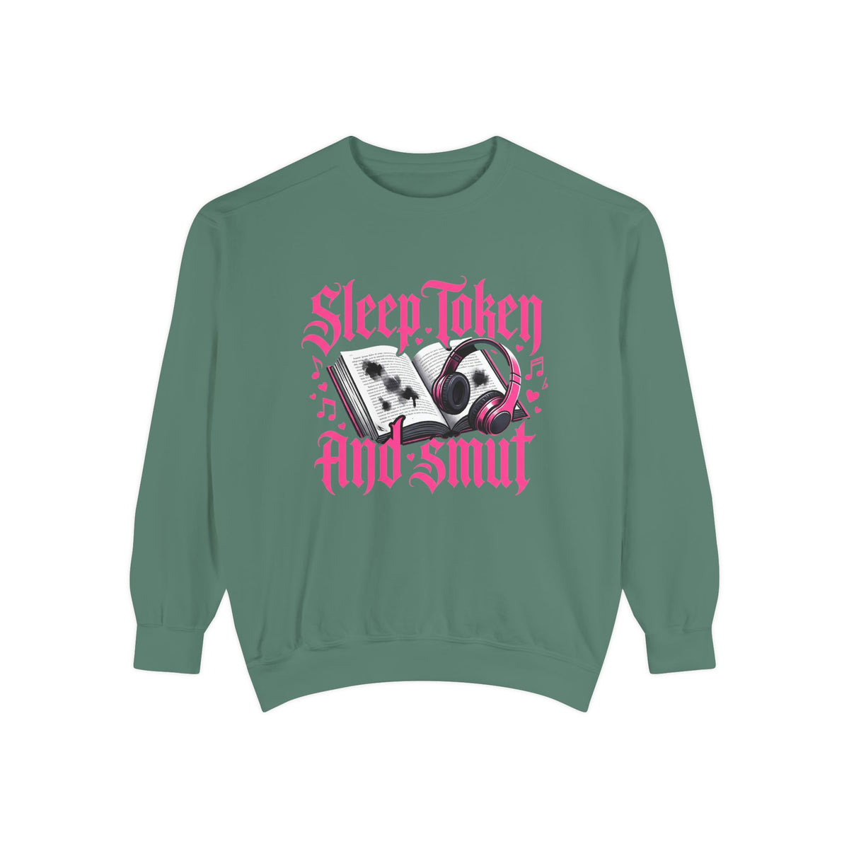Sleep.Taken And Smut Graphic Sweatshirt — Gothic Pink Skull Crewneck