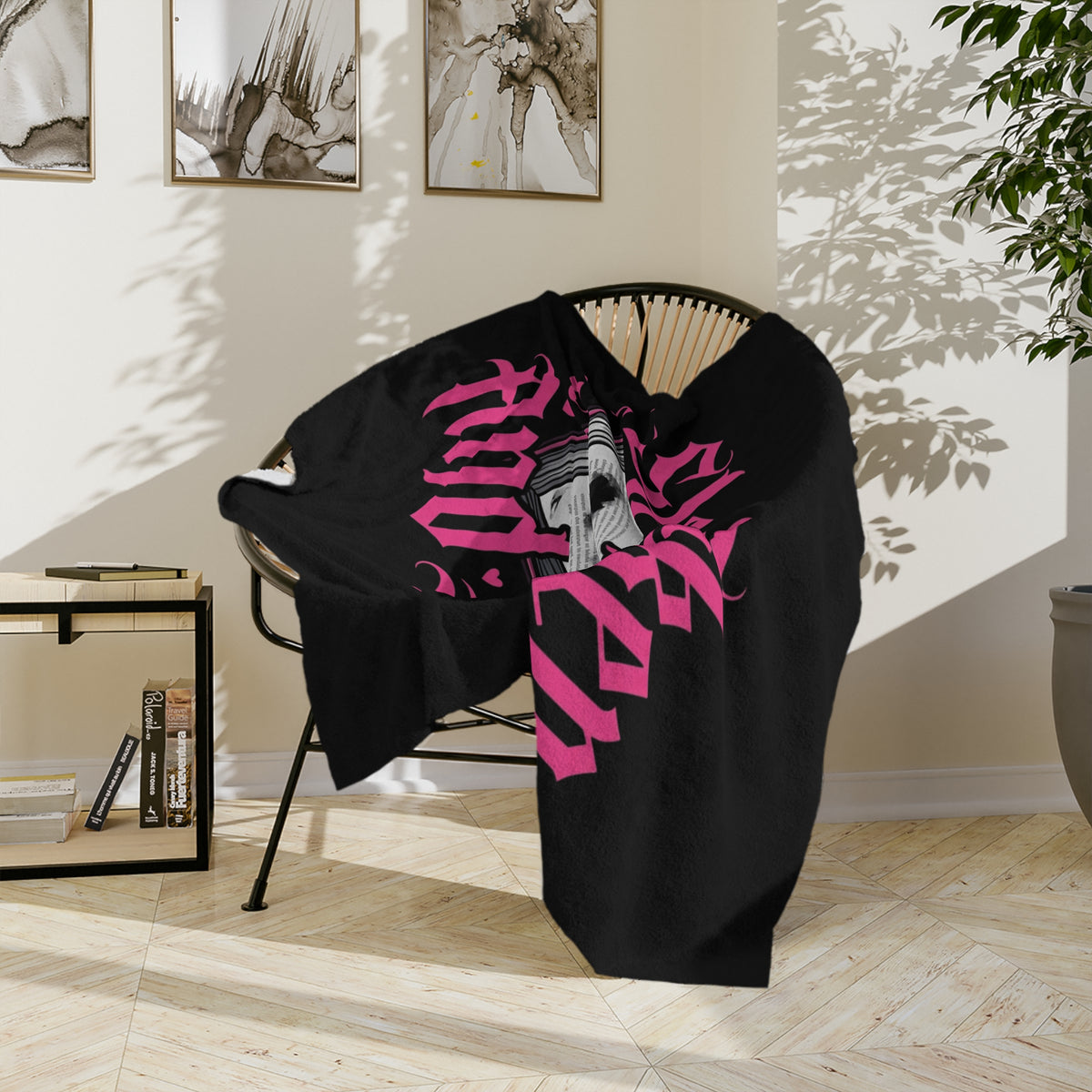 Sleep, Token, and Smut Microfiber Blanket — Cozy Book & Headphone Graphic Throw