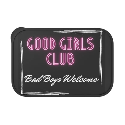 Good Girls Club Bento Box with Utensils — "Bad Boys Welcome" Neon Lunch Container