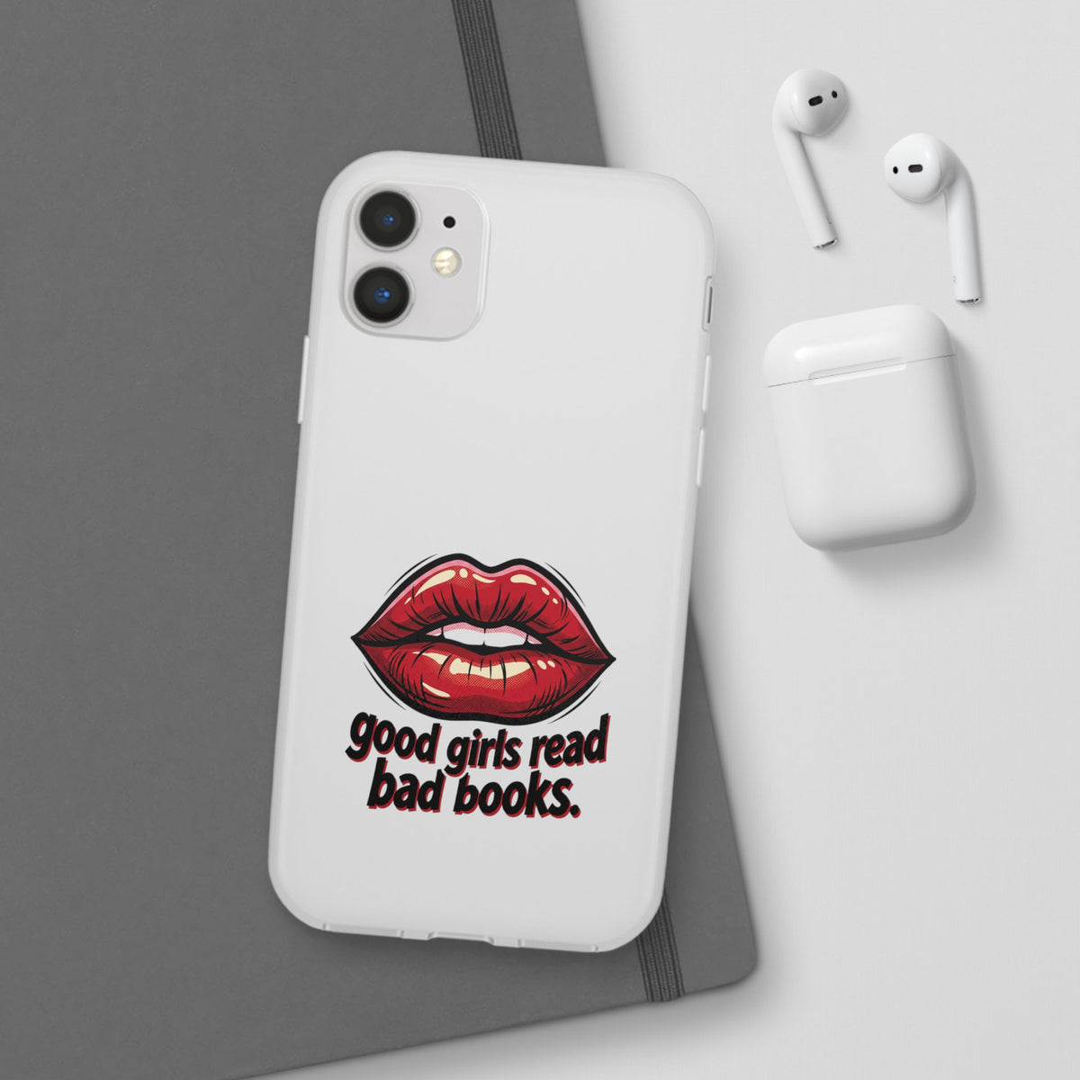 Phone Case — 'Good Girls Read Bad Books' Red Lips Slim Flexi Case