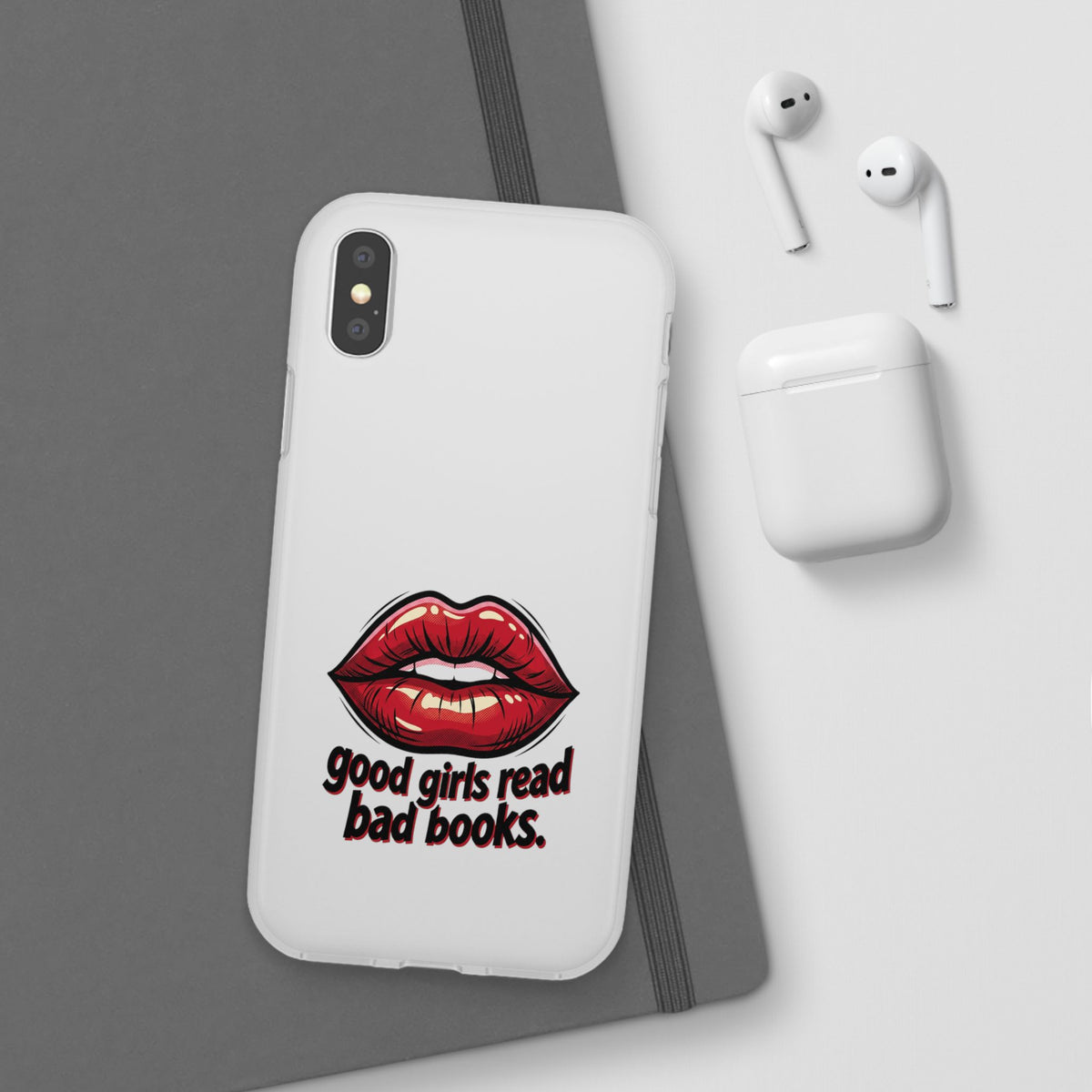 Phone Case — 'Good Girls Read Bad Books' Red Lips Slim Flexi Case