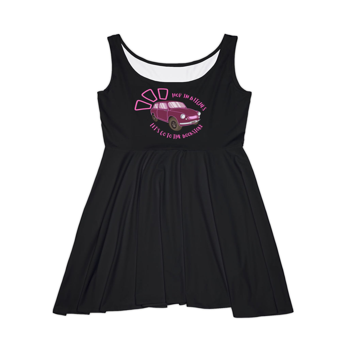Retro Pink VW Beetle Skater Dress — "Keep on Rolling" Graphic