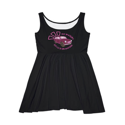 Retro Pink VW Beetle Skater Dress — "Keep on Rolling" Graphic
