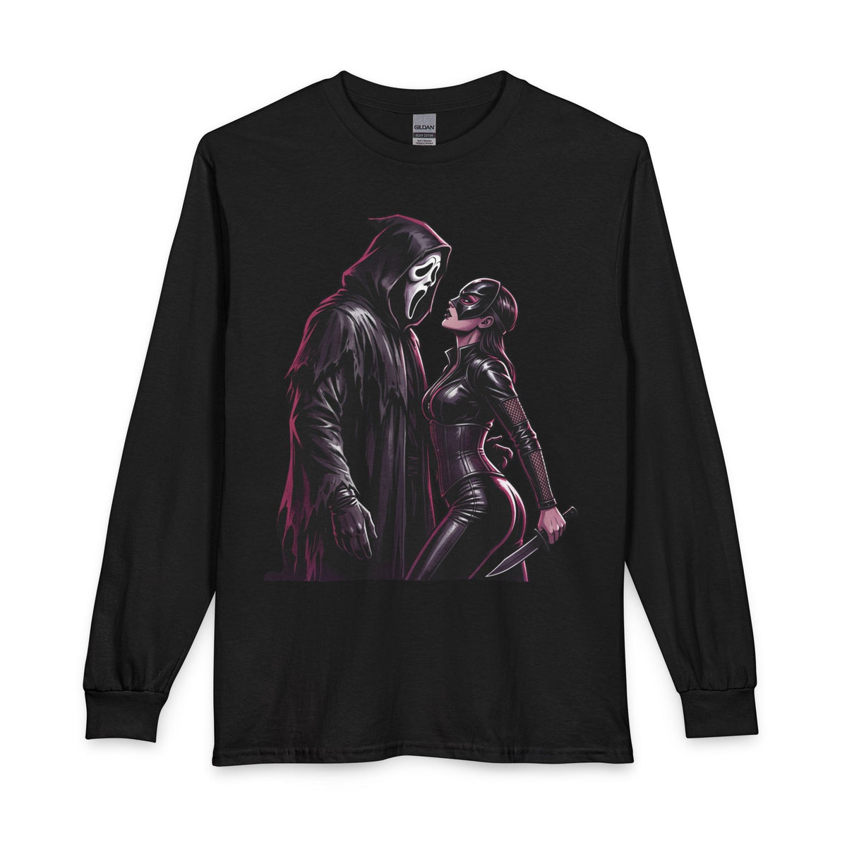 Long Sleeve T-Shirt — Gothic Scream Couple Graphic ("Scream For Me")