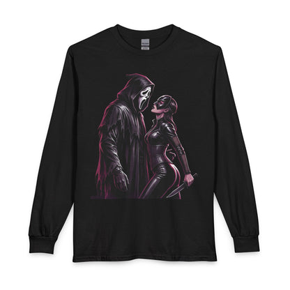 Long Sleeve T-Shirt — Gothic Scream Couple Graphic ("Scream For Me")