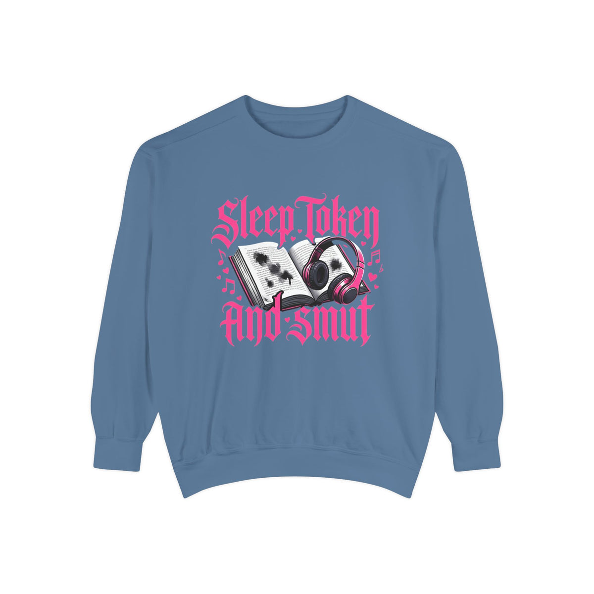 Sleep.Taken And Smut Graphic Sweatshirt — Gothic Pink Skull Crewneck