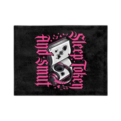 Sleep, Token, and Smut Microfiber Blanket — Cozy Book & Headphone Graphic Throw