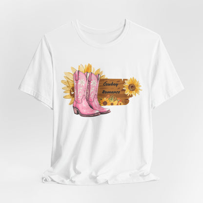 Country Romance T-Shirt — Pink Cowboy Boots & Sunflowers Tee