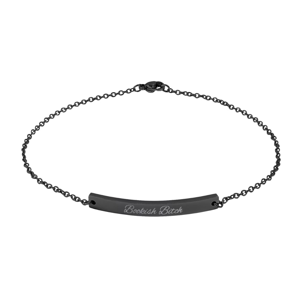 Engravable Curved Bar Anklet — Personalized Minimalist Anklet (Rose Gold or Black)