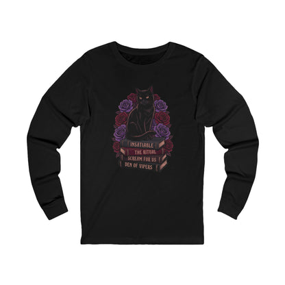 Book Stack and Black Cat Long Sleeve Tee